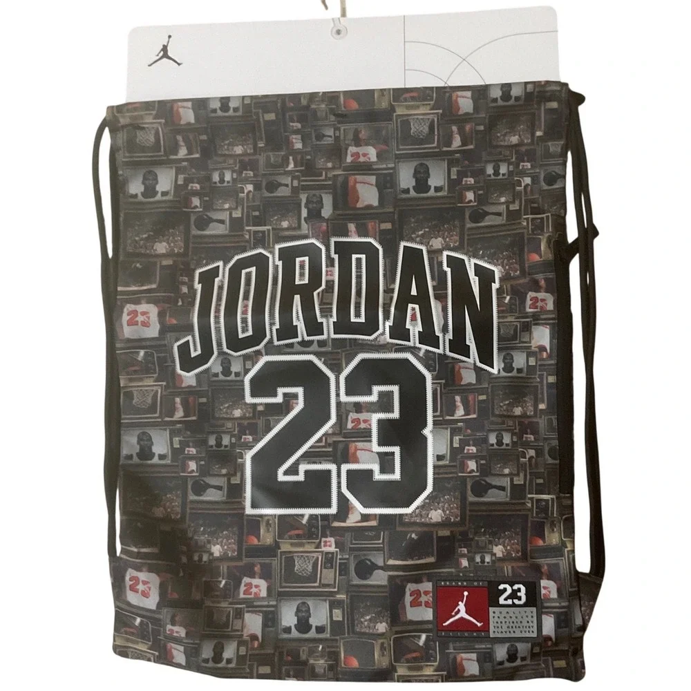 Jordan Sackpack Unisex O/S Black Multi New TV Print Graphic 9A0757-K90 17.5x13.5